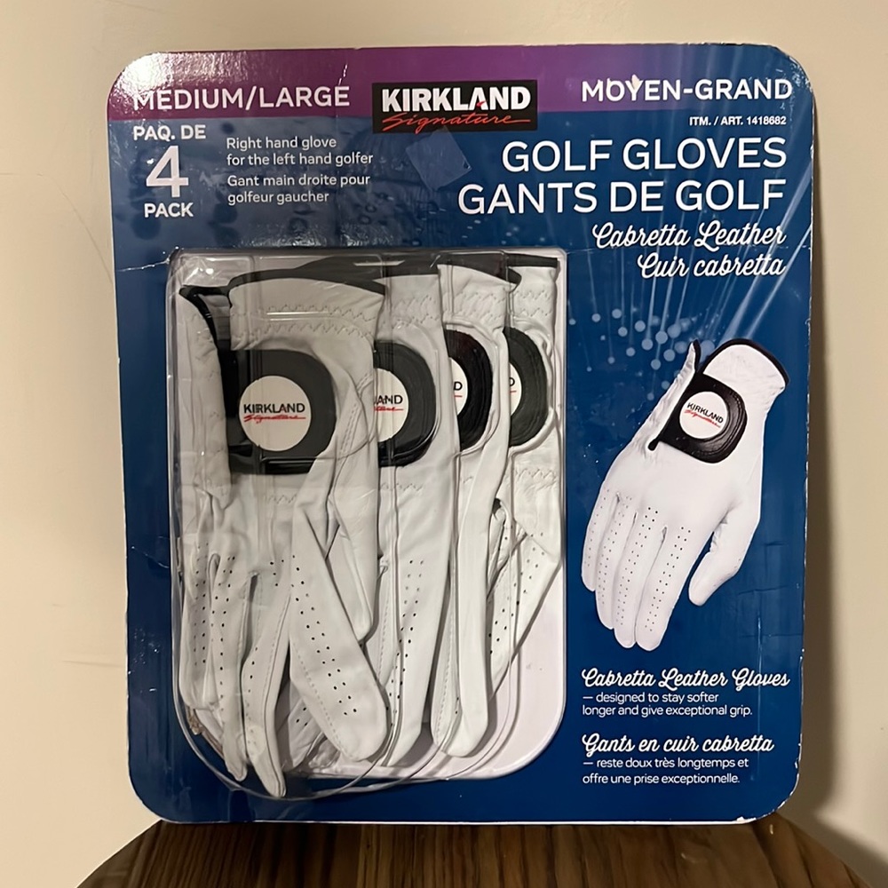 Kirkland Signature Right Hand Golf Gloves Pack of 4 - Size Medium/Large